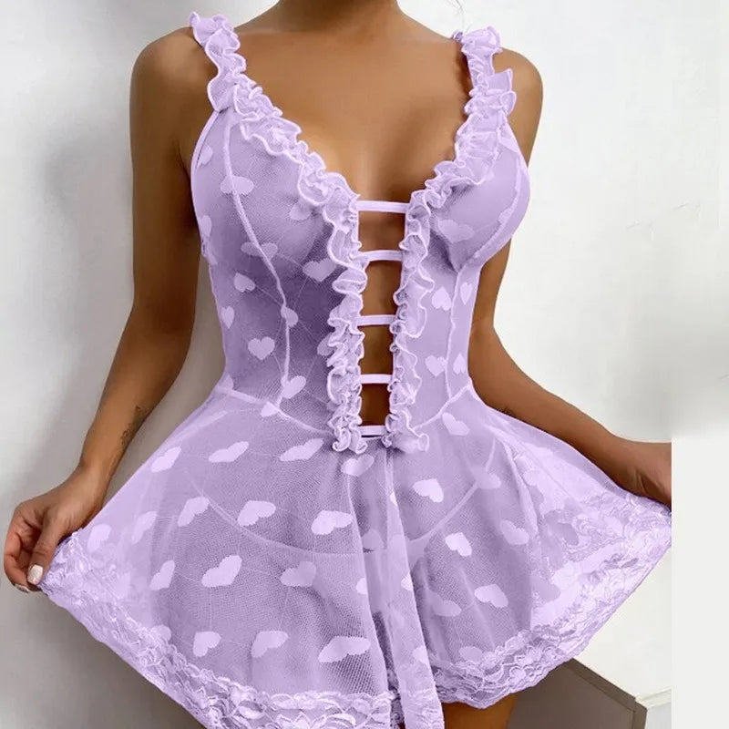 Plus Size Mesh Sling Nightdress